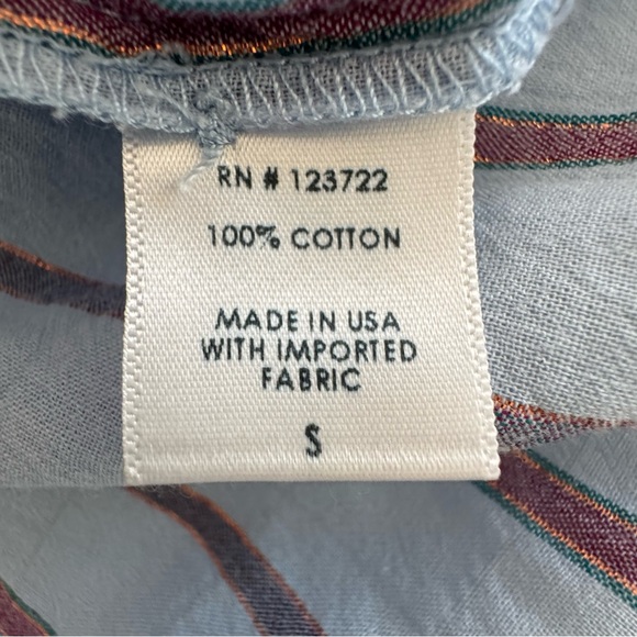 Xirena Striped Cotton Button Front Tunic Shirt Blue Oversized Short Sleeve Small - Picture 11 of 12